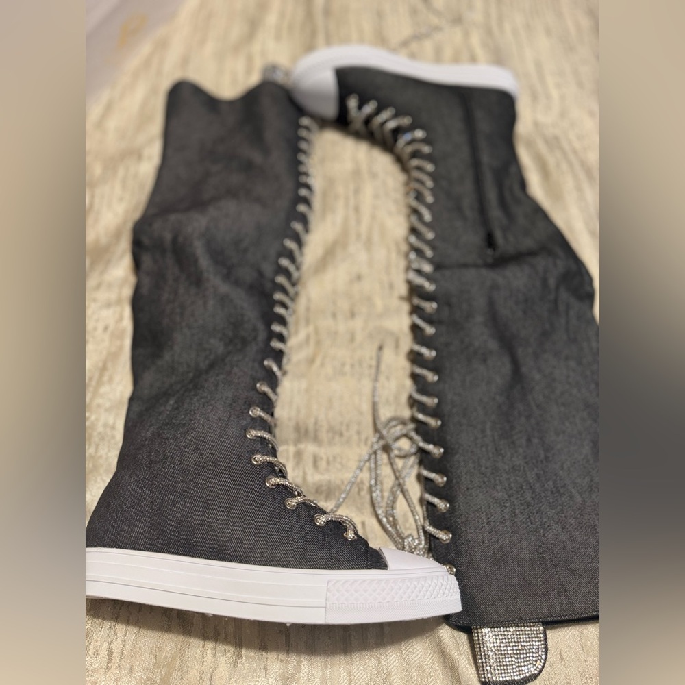 Bling knee high sneakers size 8 brand new